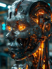 Advanced AI laboratory, creating sentient robots amidst quantum computers