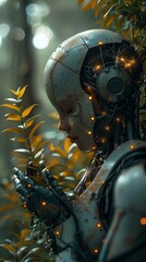Cybernetic gardening, AI and robots tending to urban green spaces, automated care 