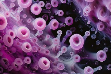 Unique Bacteria macro pink organic. Medical virus. Generate Ai