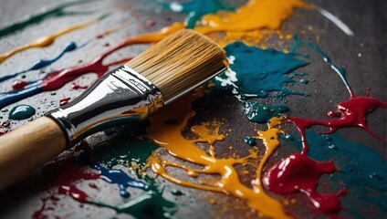 Fototapeta premium Paint brush and brush strokes