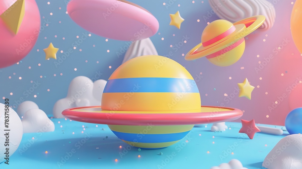 Poster a colorful 3d render of a magical flying object inspired by memphis design ai generated illustration