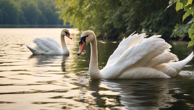 swan on the lake, swan on the water