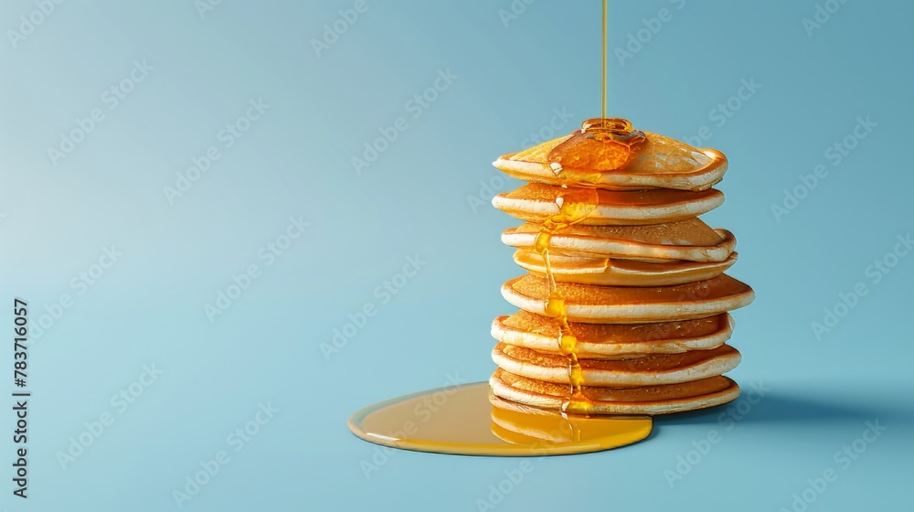 Poster a floating stack of pancakes with syrup dripping down ai generated illustration