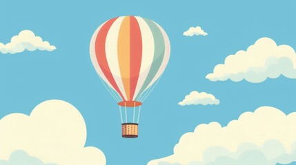 Fototapeta premium A flying hot air balloon in whimsical colors AI generated illustration