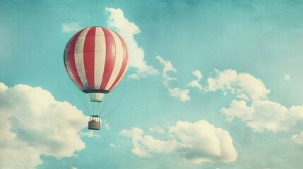 Fototapeta premium A flying hot air balloon in whimsical colors AI generated illustration