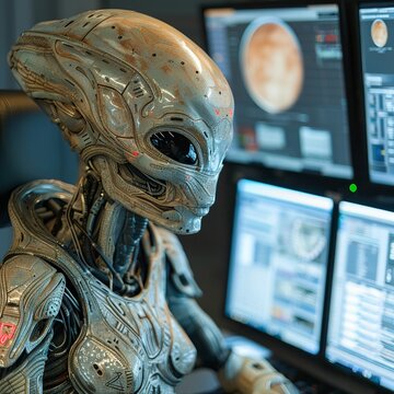 Advanced alien linguistics lab, deciphering extraterrestrial languages, communication bridges 
