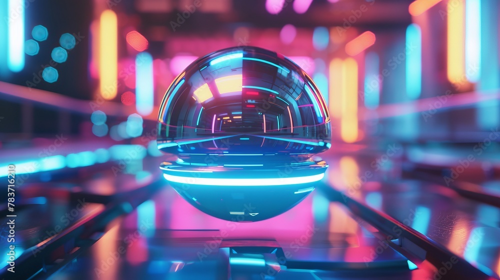 Poster a futuristic 3d rendering of a cute floating object ai generated illustration