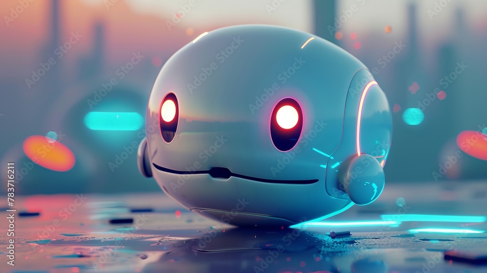 Wall mural a futuristic 3d rendering of a cute floating object ai generated illustration