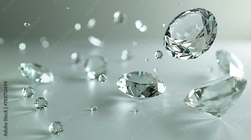Poster a group of floating diamonds in different sizes ai generated illustration