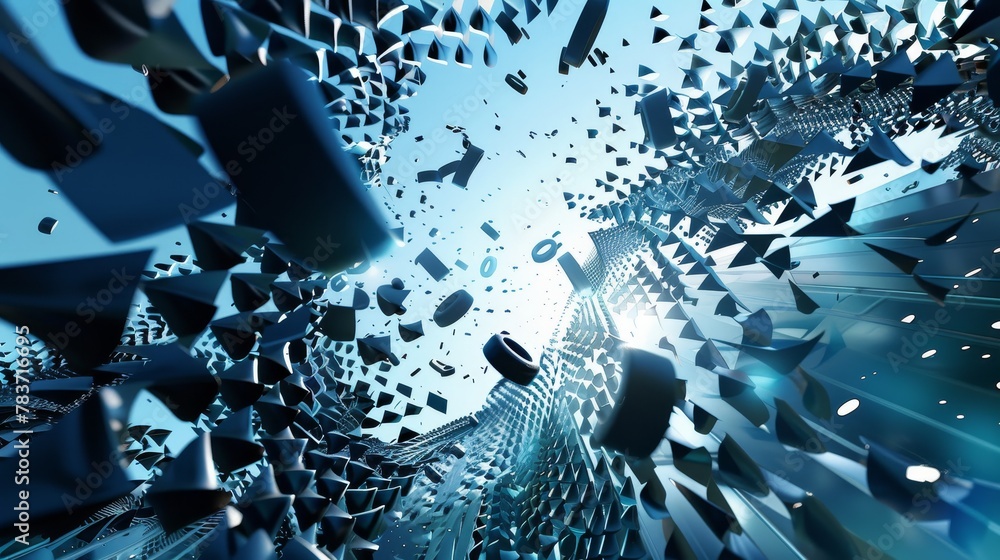 Aufkleber a modern 3d render of flying objects forming unique patterns in a trading theme ai generated illustr