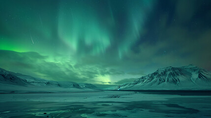 A breathtaking aurora borealis display in the night - obrazy, fototapety, plakaty