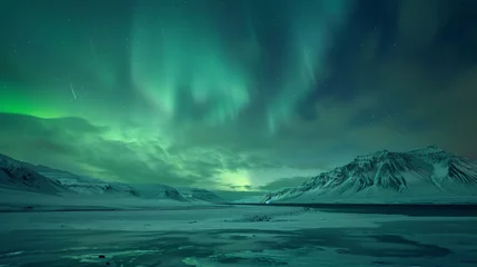 Fotobehang A breathtaking aurora borealis display in the night © Alizeh