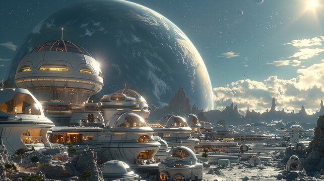 A space colony on an alien planet, where humans and extraterrestrials co-create a new civilization 