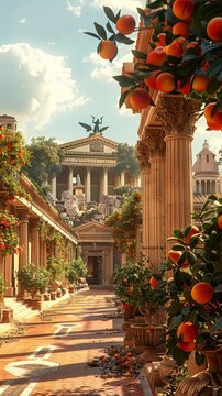 An ancient Roman forum, reborn as a virtual reality hub, where history and future converge