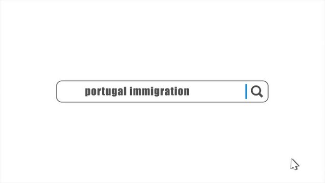 Portugal Immigration in Search Animation. Internet Browser Searching