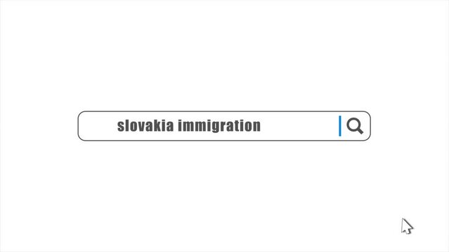 Slovakia Immigration in Search Animation. Internet Browser Searching