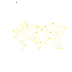 "Dynamic, interconnected yellow dots design. Versatile graphic element for modern digital projects. High-quality PNG with transparent background."