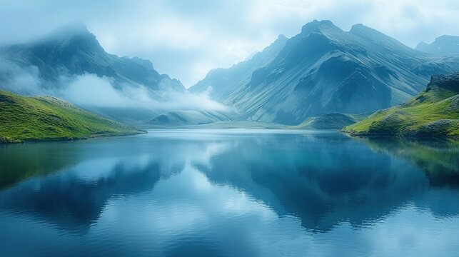 A serene image of Icelandic lakes reflecting the surrounding mountains