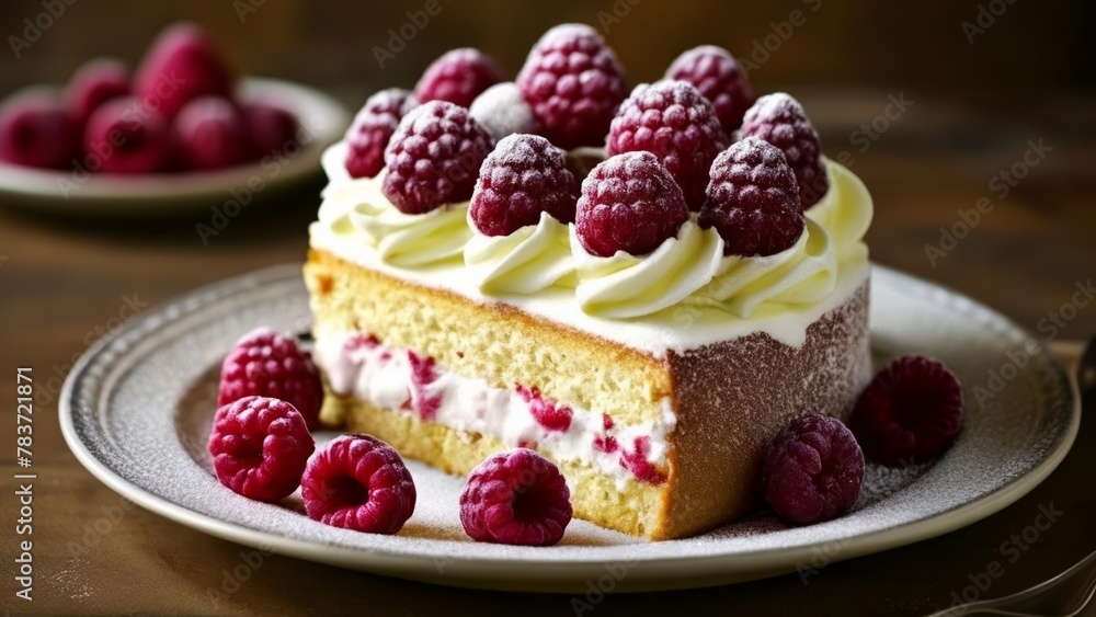 Poster  Deliciously decadent raspberry cake ready to be savored