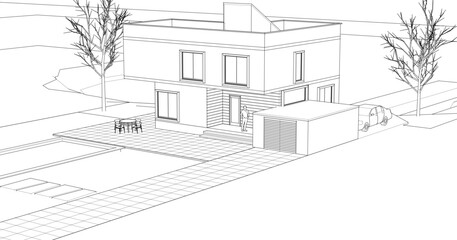 modern house residential architecture 3d