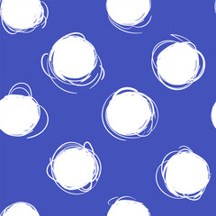 Dots, circles drawn with a brush, Abstract vector seamless pattern. Hand drawn drawings, stains