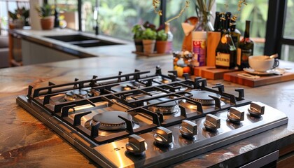 Fototapeta na wymiar Modern kitchen: aesthetics and functionality of a gas stove