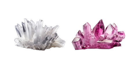 Natural quartz crystal isolated on white background with clipping path. Clipping path included.