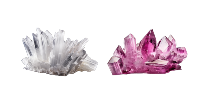 Natural quartz crystal isolated on white background with clipping path. Clipping path included.