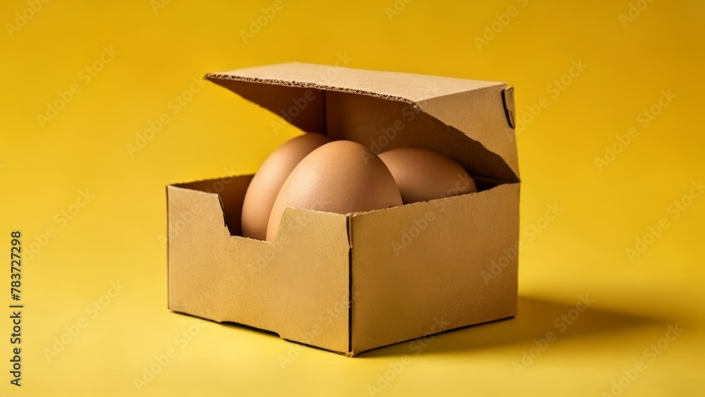 Wall mural  Eggs in a cardboard box ready for delivery