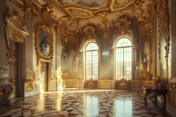Intricate Baroque interior. Royal house luxury. Generate Ai