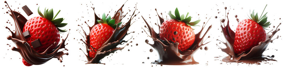 strawberry chocolate with splash isolated png