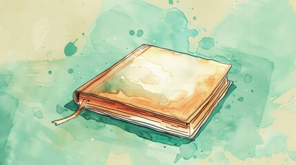 Old books that are kept have value and knowledge. watercolor painting. Use for wallpaper, posters,
 postcards, brochures.
