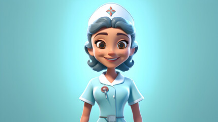 A 3D rendering capturing the dedication of a nurse character,