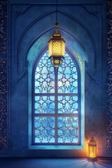 Obraz premium Happy Islamic new year, Ramadhan banner gretting card template vector design