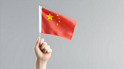 A 3D rendering character's hand holding the Chinese flag