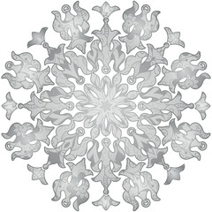 Vector silvery gradient big snowflake on a transparent background. Isolated. Set for Christmas and New Year design