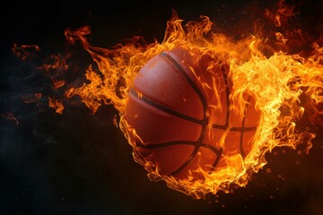 Blazing Basketball ball flames. Flame smoke. Generate Ai