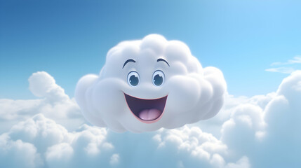 Obraz premium A 3D rendering featuring a joyful cloud character,