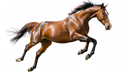 Fototapeta premium Horse jumping isolated on white background