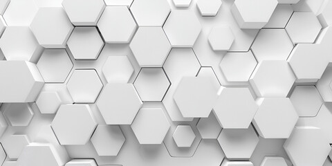 Obraz na płótnie Canvas Abstract 3D White Hexagon Wall Background wallpaper