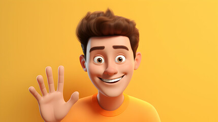 A 3D rendering featuring a young, smiling 3D figure,