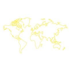 "Discover the world in style with this captivating yellow outline art world map. PNG background removed. Perfect for travel enthusiasts and modern decor."