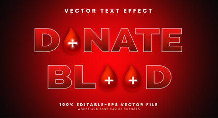 Red Donate Blood editable text style effect - obrazy, fototapety, plakaty