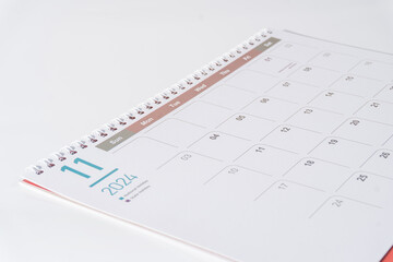 November calendar of 2024 displayed on white backgound. 