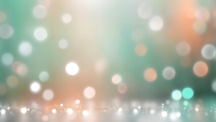 Fototapeta premium Abstract Blurred mint green peach orange bokeh background