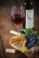 Italian food ingredients on wooden background