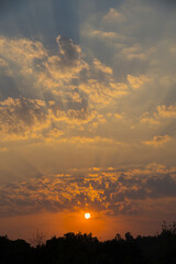 Beautiful Sunset Sky. Dramatic Sunset Cloudscape with Moody Skies