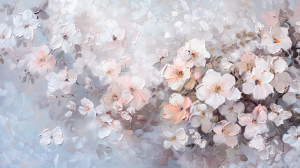 Ethereal Floral Abstract Painting in Soft Pastel Tones - 783734609