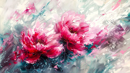 Vibrant Pink Floral Abstract Artwork Expression - 783734617