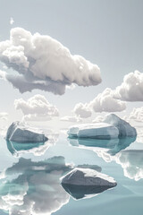 Serene Floating Icebergs in a Tranquil Ocean - 783735611